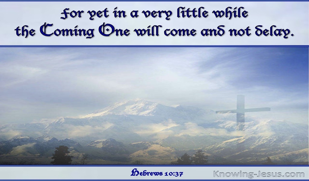 Hebrews 10:37 For Yet A Little While (blue)